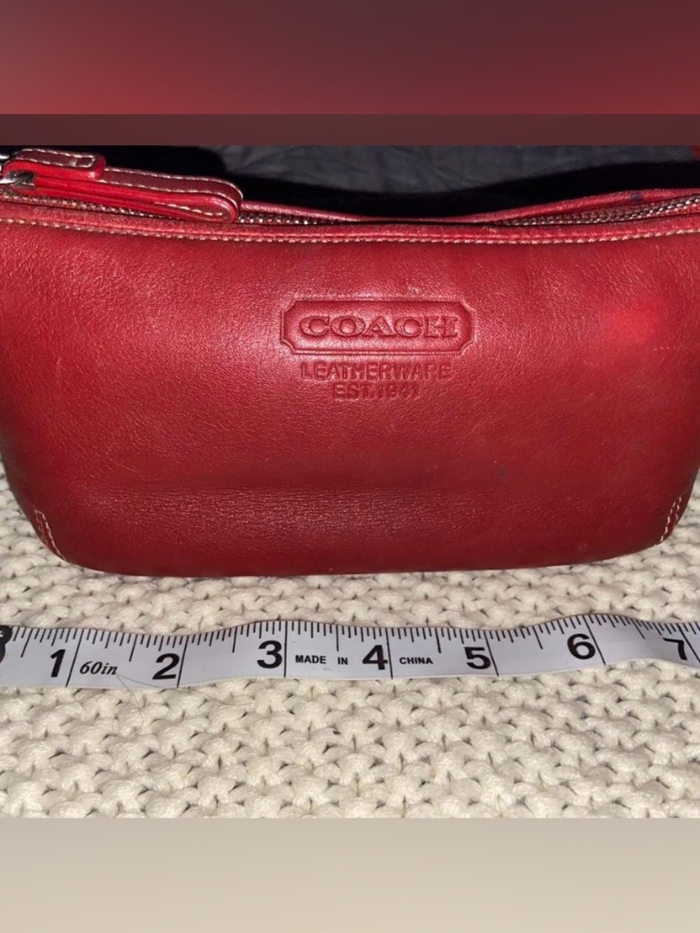 Coach Red Leather Mini Wristlet